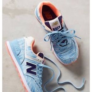 Anthropologie New Balance 574 Blue Waves Motif
